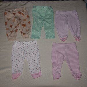 LOT OF (5) INFANT GIRL BOTTOMS PANTS SIZE 3-6 & 6 MONTHS